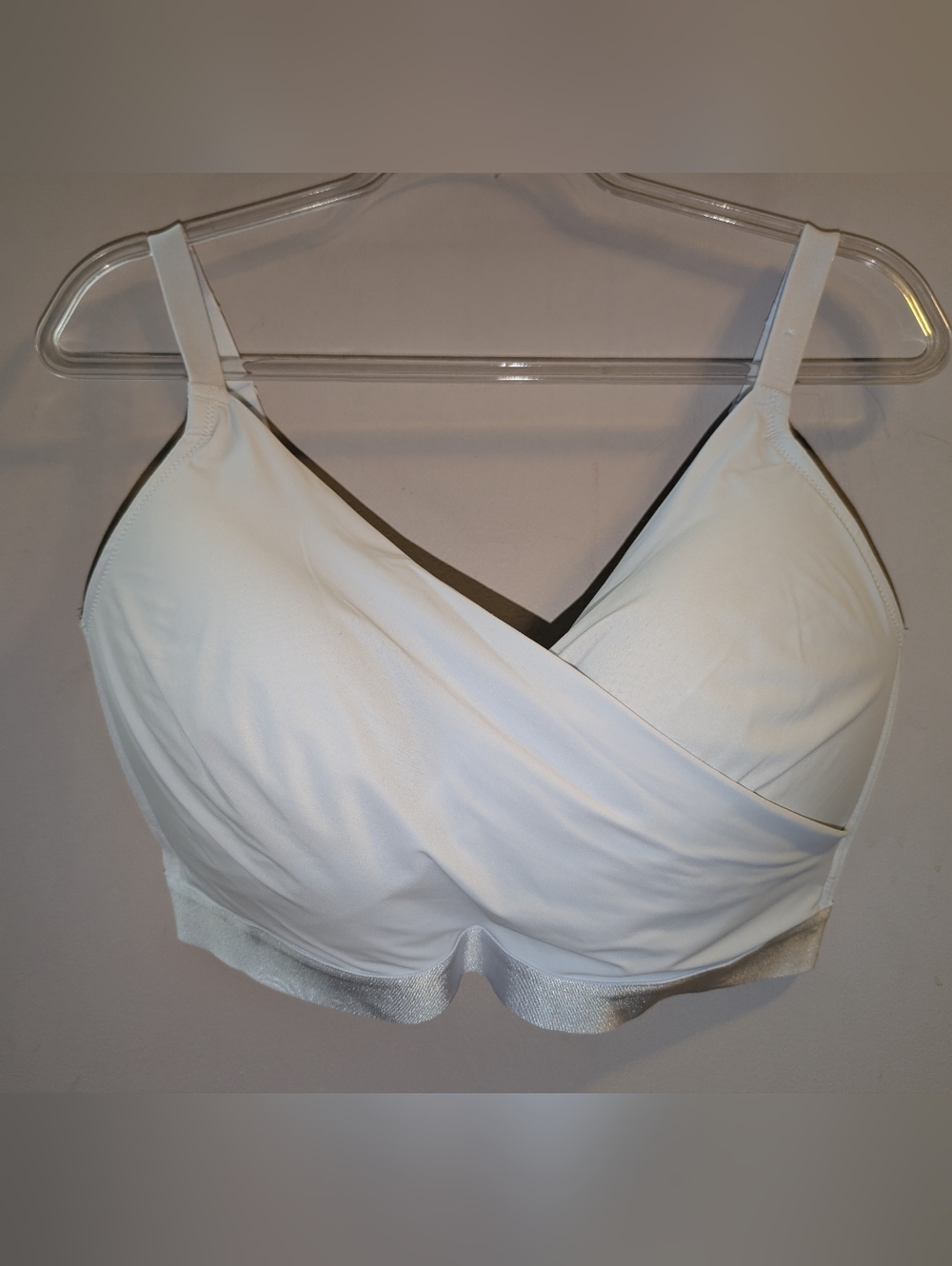 Deesse Light Blue Wireless Bra 38H Shirred Wrap Front Mesh Back Adjustable Strap